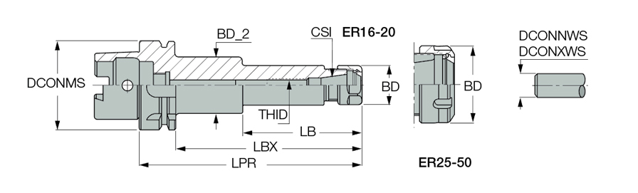 HSK A50 ER20X100